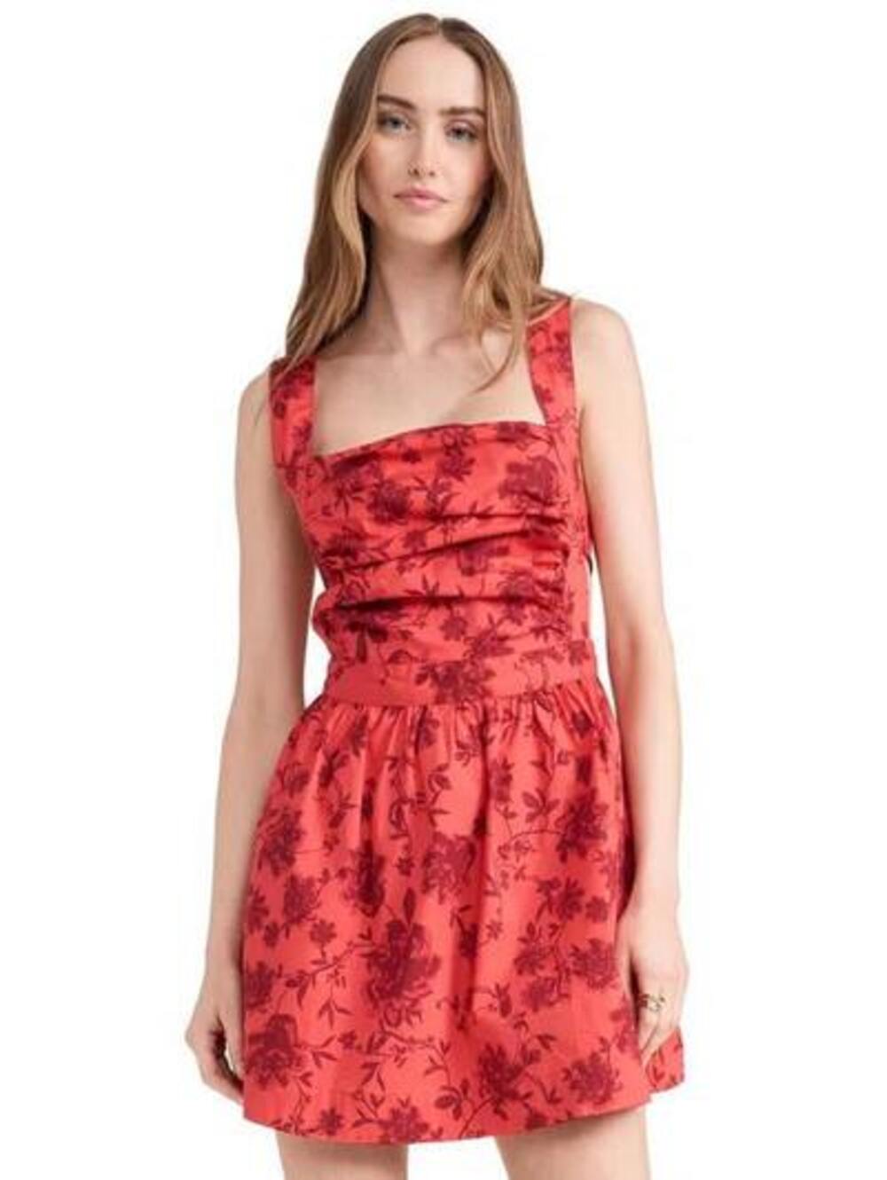 Free People XS Red Floral Print "meet me in maui" Mini Dress